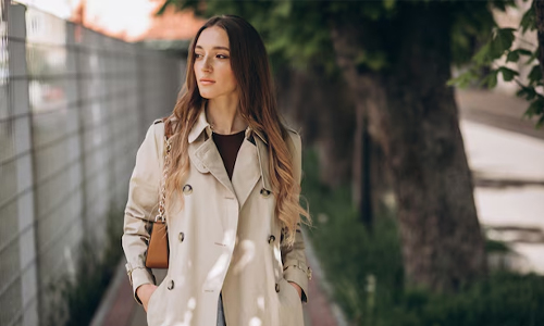 women wearing a trench coat