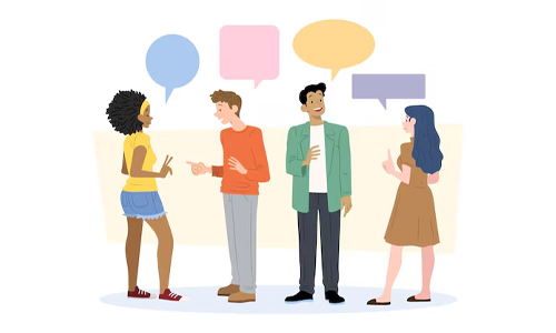 People are talking with each other