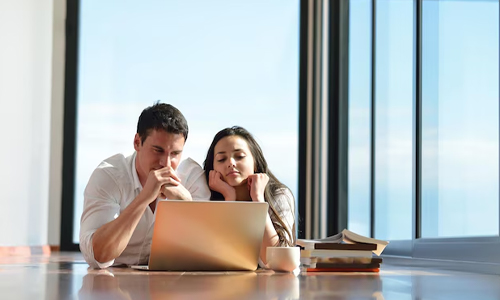 A man and woman relaxing