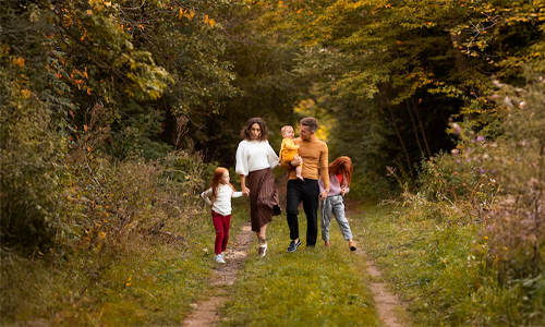 walking with family